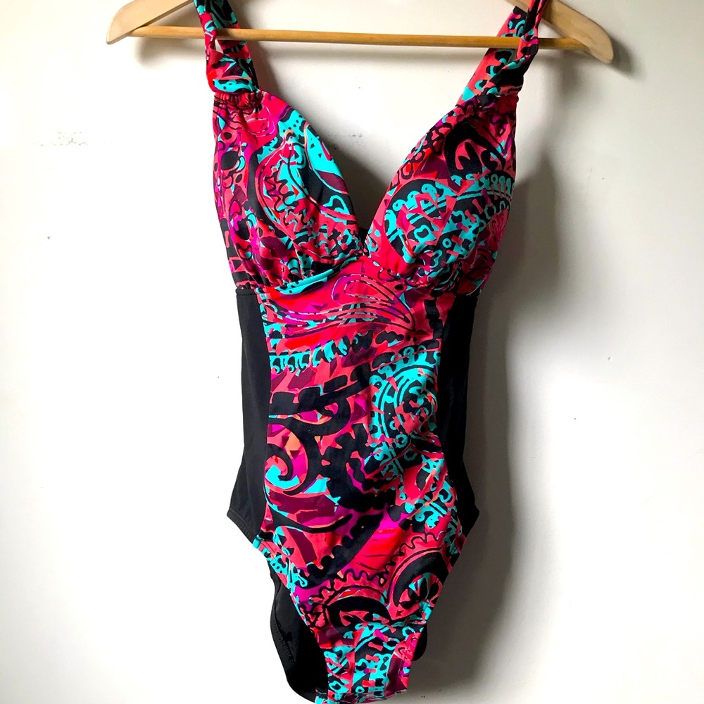 Aqua‎ Green One Piece Bathing Suit Tie Back